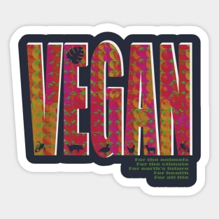 Vegan lettering with psychedelic overlay pattern Sticker